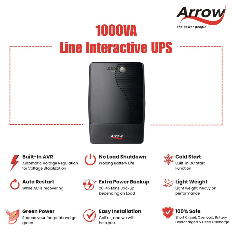 Line Interactive UPS -  1000 VA 600 W 12 VDC