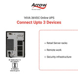 Online Built-in Battery UPS -  1 KVA 800 W 36 VDC