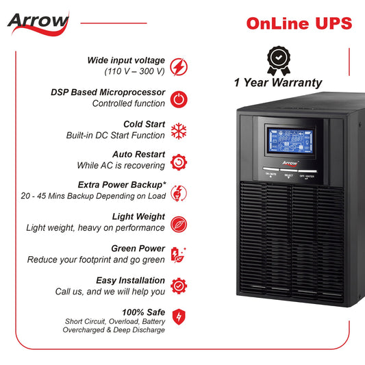 Online Built-in Battery UPS -  1 KVA 800 W 24 VDC