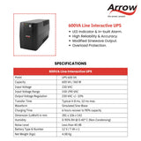Line Interactive UPS -  600 VA 360 W 12 VDC
